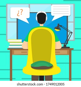 Home study concept. Online class. Self-learning - Vector illustration