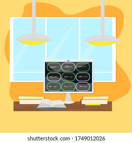 Home study concept. Online class. Self-learning - Vector illustration