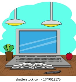 Home study concept. Online class. Self-learning - Vector illustration