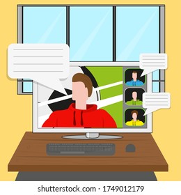Home study concept. Online class. Self-learning - Vector illustration