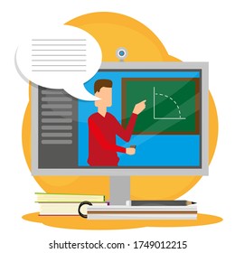 Concepto de estudio en el hogar. Clase en línea. Autoaprendizaje - Ilustración vectorial