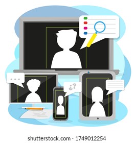 Home study concept. Online class. Self-learning - Vector illustration