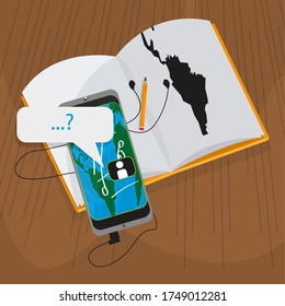 Home study concept. Online class. Self-learning - Vector illustration