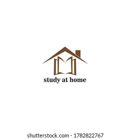 home study, home illustration logo, book. vector design template.