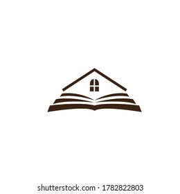 Wohnungsstudie, Logo der Hausillustration, Buch. Vektordesign-Vorlage.