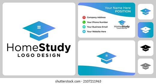 Diseño del logotipo de estudio en casa con plantilla de tarjeta de visita.

