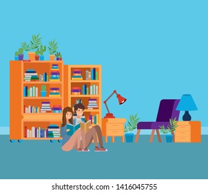 Home study room with books design