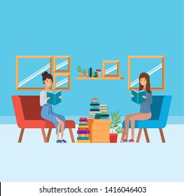 Home study room with books design