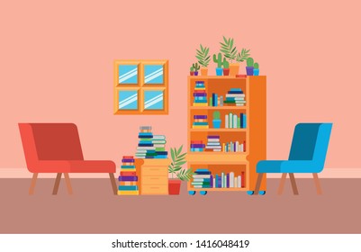Home study room with books design