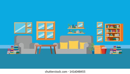 Home study room with books design