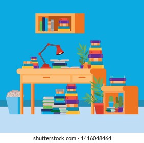Home study room with books design