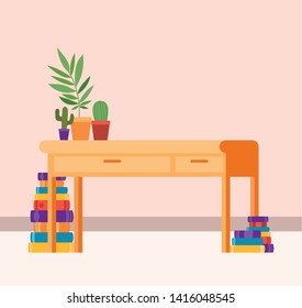 Home study room with books design