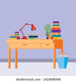 Home study room with books design