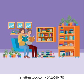 Home study room with books design
