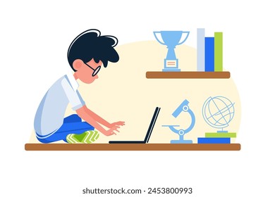 Home Study Session, vector illustration. A focused study environment with educational tools.