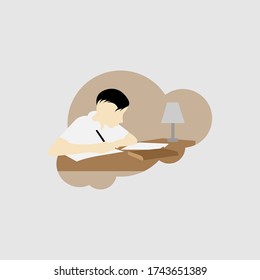 home study vector graphics illustration suitable for school banners, action against covid-19, etc.