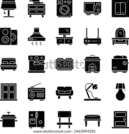 Home stuff icon fil set vector illustration stock