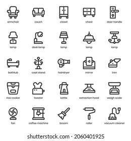 Home Stuff Icon Pack für Ihre Website Design, Logo, App, UI. Home Stuff Symbol Umriss Design. Vektorgrafik-Illustration und bearbeitbarer Strich.