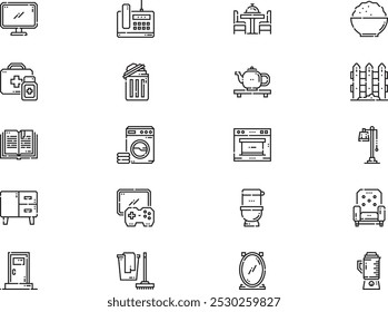 Home stuff icons collection is a vector illustration with editable stroke.