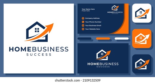 Home Success House Business Fast Real Estate Rent Investment Modern Vector Logo Design with Business Card