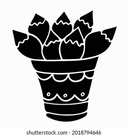 Home succulent pot icon, black silhouette. Vector illustration isolated on a white background.