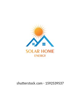 home sun solar tech energy logo design template