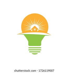 Home with sun vector logo design. Nature Landscape Logo Design.