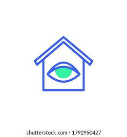 Home surveillance icon vector, filled flat sign, smart home monitoring bicolor pictogram, green and blue colors. Symbol, logo illustration