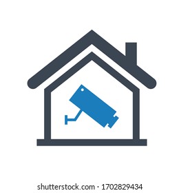 Icono de vigilancia doméstica, gráfico vectorial.