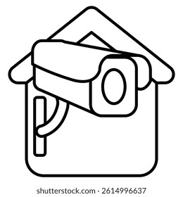 Home Surveillance System icon represented by Security Camera Line style.