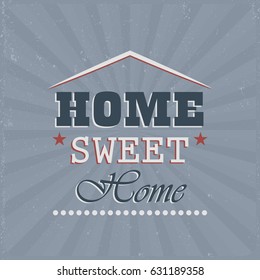 Home sweet home background in retro style blue color concept vintage design