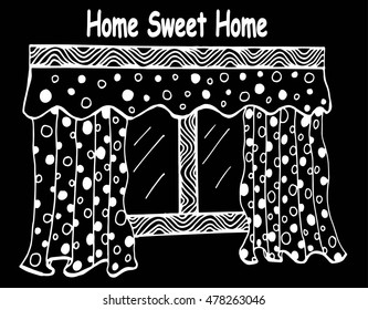 Home sweet Home background with window. Vector illustration