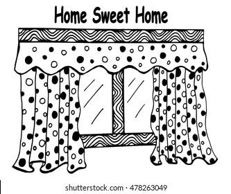 Home sweet Home background with window. Vector illustration