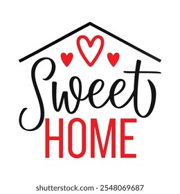 Casa Doce Casa Pincel Lettering ilustração vetorial para desenhos inspiradores Clipart