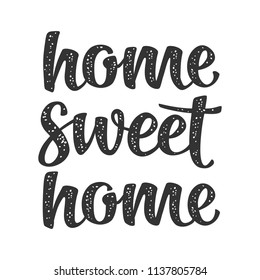 Home sweet home calligraphic handwriting lettering. Vector black illustration isolated on white background for for icon, mat, banner, print, textile, decor, poster, card