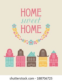 home sweet home card design. vector illustration