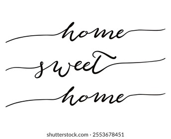 Home Sweet Home card. Hand drawn positive quote. Modern brush calligraphy. Isolated on white background