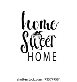 Home Sweet Home Card Hand Drawn Stock Vector (Royalty Free) 735779584 ...