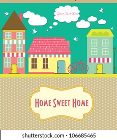 home sweet home card. vector illustration