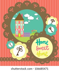 home sweet home card. vector illustration