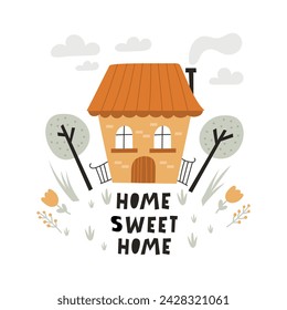 Home sweet home card. Vector illustrations