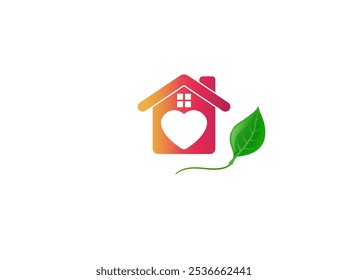 Hogar Dulce Hogar Linda Casa Pequeña Ilustración con Corazones Flotantes | Decoración de dibujos animados minimalista para tarjetas postales