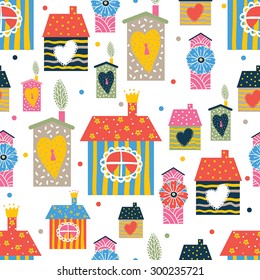 Home Sweet Home. Cute vector seamless pattern.