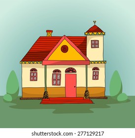 home sweet home doodle cartoon
