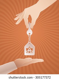 Home Sweet Home Key. Vector illustration on the subject of Real Estate.