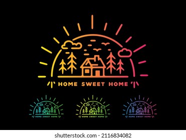 Home sweet home line art illustration design