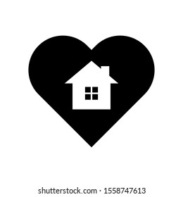 Home sweet home logo. Heart icon symbol silhouette isolated on white background. Vector illustration image.