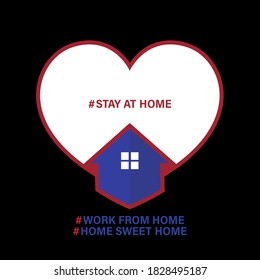 HOME SWEET HOME logo - house with window and chimney on the roof and heart or love symbol. Family, real estate and realty vector icon