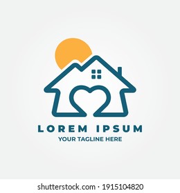 Home Sweet Love Logo Vector Icon. Holiday Symbol