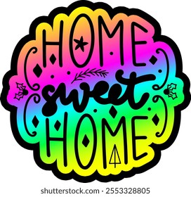 home sweet home merry christmas colorful bright rainbow graphic design